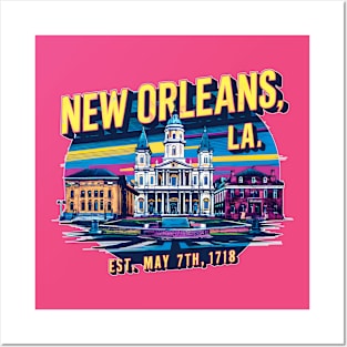 new Orleans Louisiana Souvenir Vintage Nostalgic Cityscape tee Posters and Art